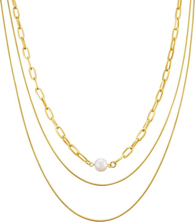 Lulu & Jane Damen Metall-Legierung Muschelkernperle gelbgold 40,0 cm Basiskette + 5,0 cm Verlängerung - 29583 (Metall-Legierung, 40 - 45 cm)