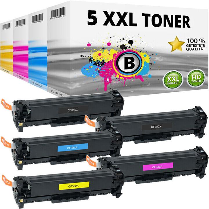 Druckfuxx 5x XXL TONER PATRONEN für HP 312X 312A LaserJet Pro M476DN M476DW M476