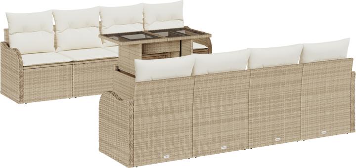 Immagine prodotto VidaXL Set di divani da giardino da 9 pezzi con cuscini Beige poly rattan