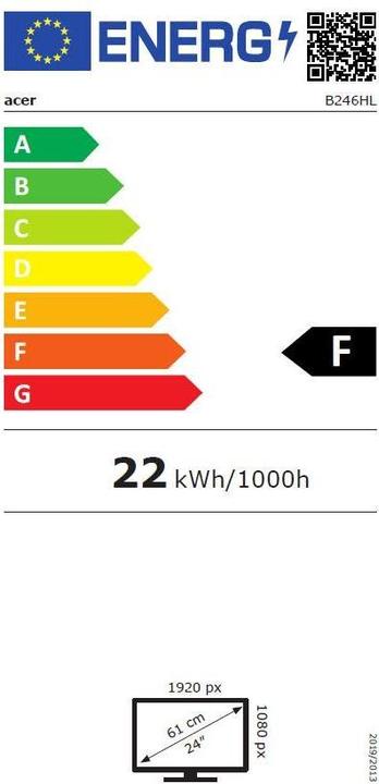 Label énergétique Acer B246hl (1920 x 1080 pixels, 24")