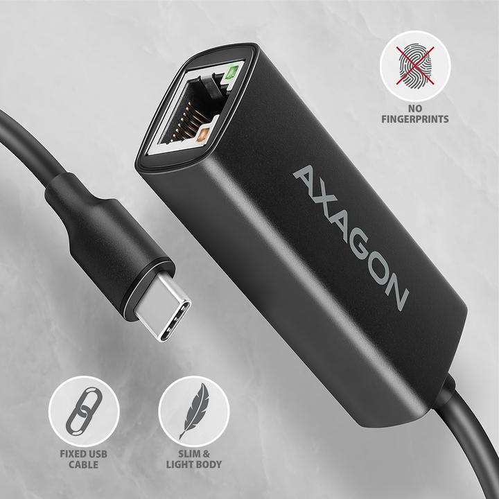 Actual product image Axagon ADE-ARC, USB-C 3.2 Gen 1 - Gigabit Ethernet s????ov?? karta, Realtek 8153, auto instal (USB-C 3.2 Gen 1, RJ45 (1x))
