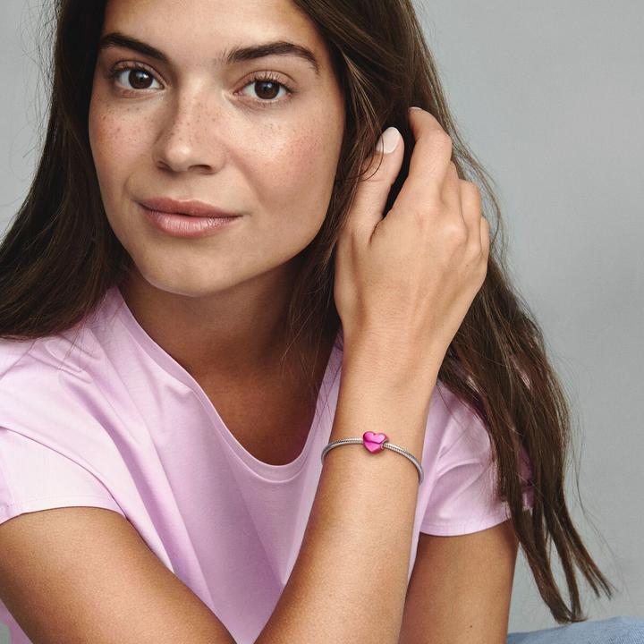 Image du produit Pandora Charm coeur métallique rose (Argent 925, Émail)