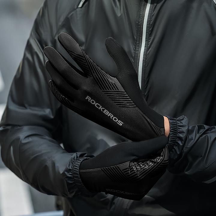 Actual product image Rockbros cycling gloves spring/summer/autumn, full, size: XL - black (XL)