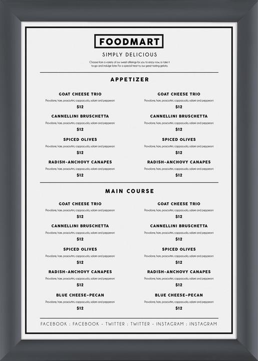 Nutritional values and ingredients Europel Poster frame, DIN A3, 25 mm, graphite grey