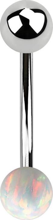 Produktbild Star Piercing Micro Banane silber mit Kugel und Kugel Opal weiss (ohne Messing, Chirurgenstahl 316L)