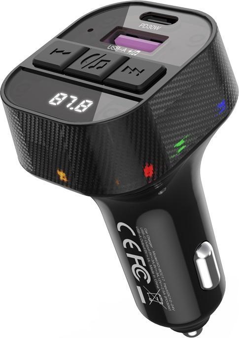 Image du produit xO émetteur FM BCC17 Bluetooth MP3 chargeur de voiture 30W noir + câble USB-C - USB-C