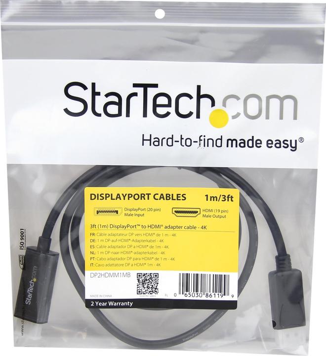 Actual product image StarTech Display Port - HDMI (Type A) (1 m, DisplayPort, HDMI)