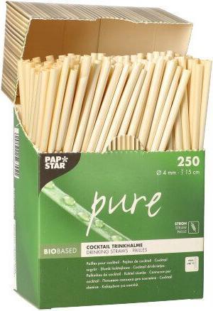 Actual product image Papstar Straw drinking straws "pure", 150 mm, natural (250 x)