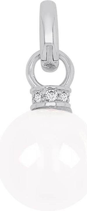 Amor Charms für Damen, 925 Sterling Silber, Zirkonia synth., Muschelkernperle (Silber 925)