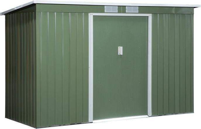 Produktbild Swisshandel24 Gerätehaus, Gartenhaus, Geräteschuppen mit Schiebetür, Lüftungsfenster, Pultdach, Outdoor, Stahl, He
