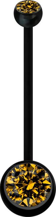 Star Piercing Banane Schwangerschaft schwarz mit zwei Kugeln Kristall topaz (ohne Messing, Bioflex)