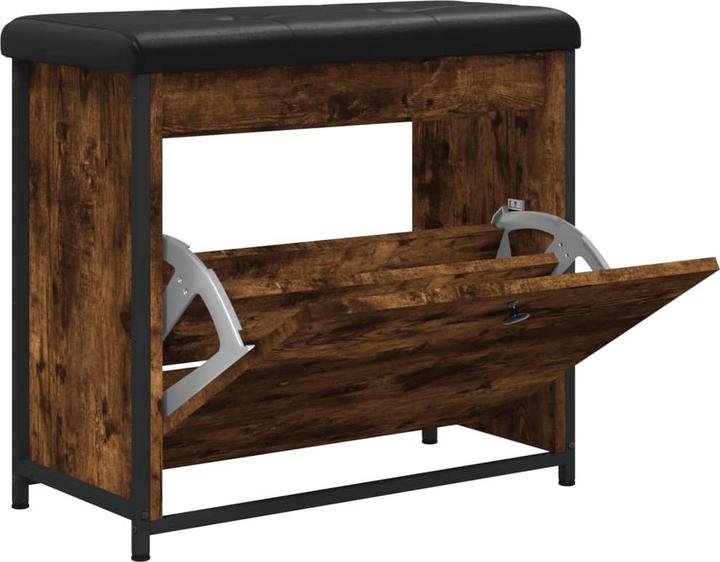 Productafbeelding VidaXL Schoenbank met klep gerookt eiken 62x32x56 cm,Bank:,Kleur (62 x 32 x 56 cm)
