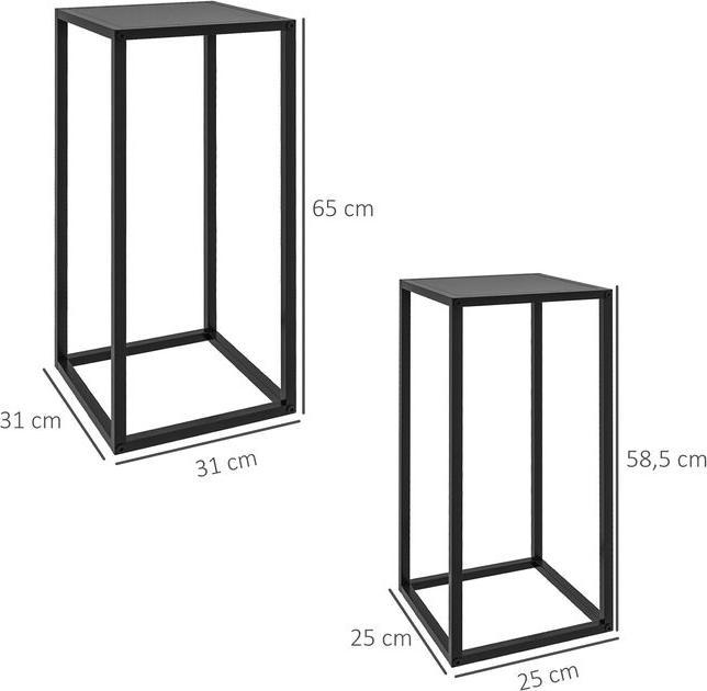 Actual product image Swisshandel24 Set of 2 plant stands, plant stool with steel legs, Scandinavian design, flower stand, heavy duty