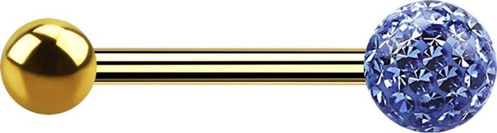 Actual product image Star Piercing Gold-plated barbell with ball and crystal ball light blue epoxy protective layer (without brass, Titanium G23)