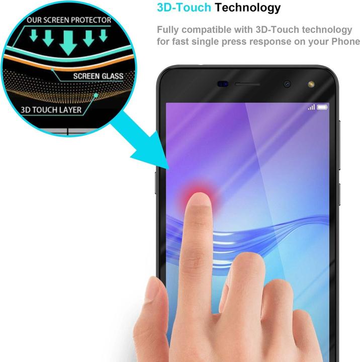 Actual product image Cadorabo Full screen display protection glass (1 Piece, Huawei Y6 (2017), Huawei Y5 (2017))