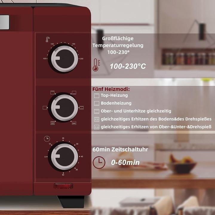 Image du produit Woltu Mini four 32 litres, noir+rouge