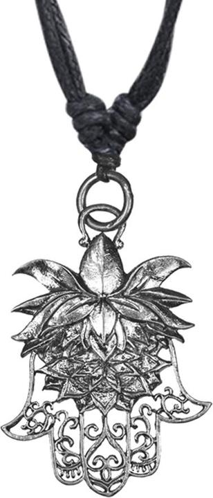 Star Piercing Halskette schwarz Anhänger silber Hamsa Tropisch (Messing)