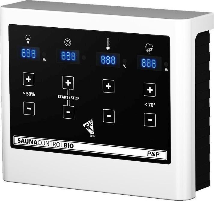 Produktbild Karibu Sauna Caspin Eckeinstieg, Kranz (Plug & Play 3,6 KW - Bio externe Steuerung)