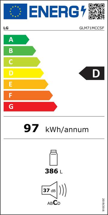 Energie-Label LG GLM71MCCSF DoorCooling (386 l)