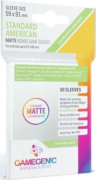 Actual product image Gamegenic GGS10066ML - Matte Standard American-Sized Boardgame Sleeves 59 x 91 mm - Clear (50 Sleeves)
