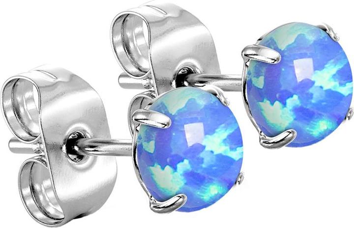 Star Piercing Ohrstecker silber mit Opal blau (Chirurgenstahl 316L, ohne Messing)