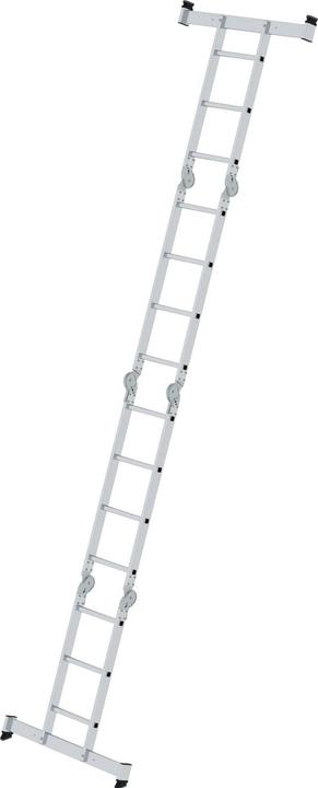 Produktbild Munk Vielzweckleiter 4-teilig mit nivello-Traverse und Holzbelag 2x3 + 2x4 Sprossen (Mehrzweckleiter, 420 cm)