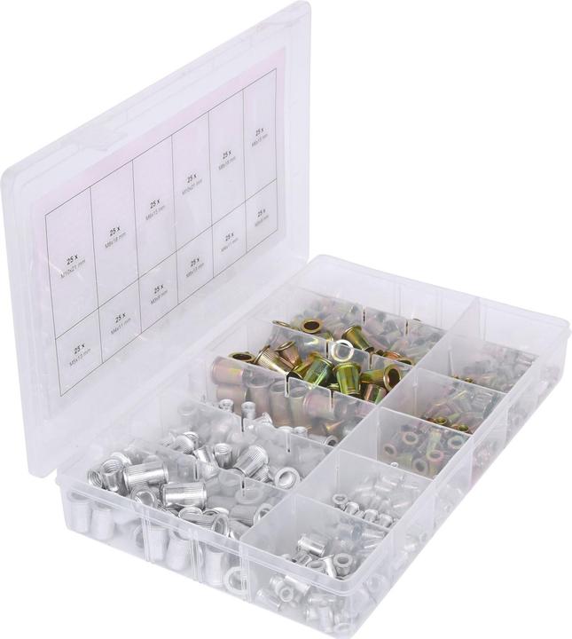 Produktbild KS Tools Sortiment Gewindenieten, Stahl und Aluminium, M3x9mm-M10x21mm, 300-tlg