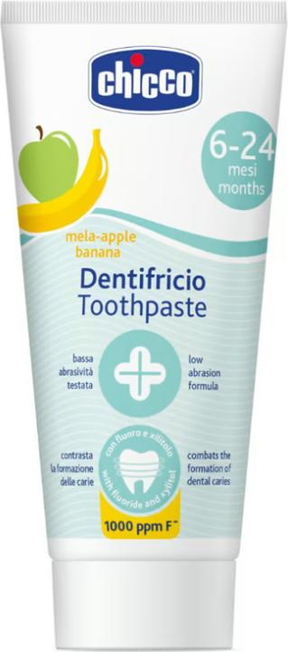 Chicco Fruchtige Zahpasta mit Apfel/Bananengeschmack, MIT Fluorid 1000ppm, 50ml - 6-24m (50 ml)