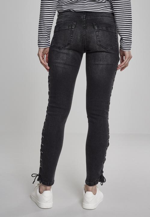 Actual product image Urban Classics Ladies Denim Lace Up Skinny Pants (29)
