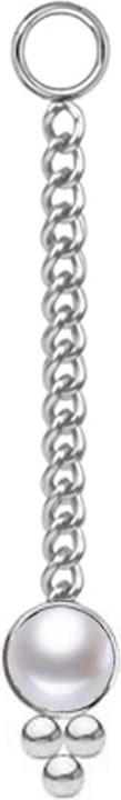 Star Piercing Anhänger silber Kette mit Anhänger Perle weiss drei Kugeln (Mineralisch, ohne Messing, Chirurgenstahl 316L)