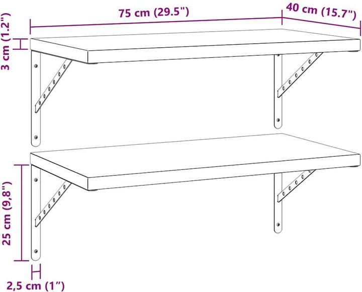 Produktbild VidaXL Wandregale (40 x 2.5 x 3 cm)