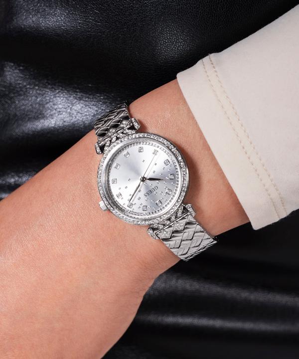 Actual product image Guess P SLV CS W/ CRYS / SUN SLV GLITZ DL / P SLV BRCT W/ CRYS Wristwatch (Watch with gemstone, 32 mm)