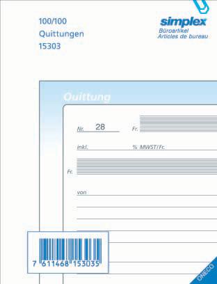 Actual product image Simplex Carbonless copy book receipts Oneco (200 x)