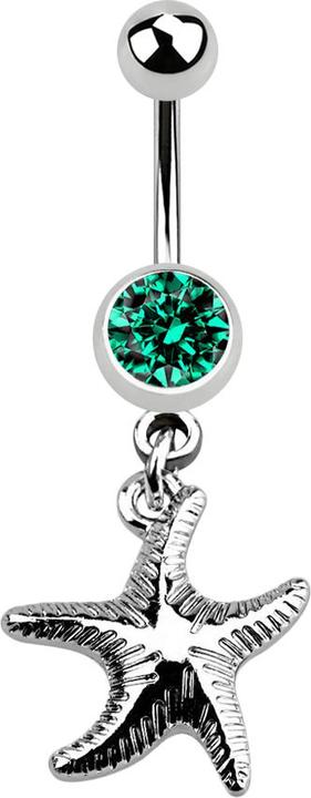 Star Piercing Banane silber mit Anhänger Seestern türkis (Chirurgenstahl 316L, ohne Messing)