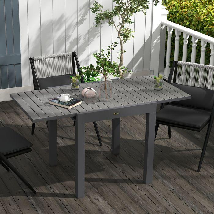 Produktbild Swisshandel24 Gartentisch Esstisch für 6 Personen Erweiterbar bis 70 belastbar Aluminium Grau 81/162x80x75cm (81 cm)