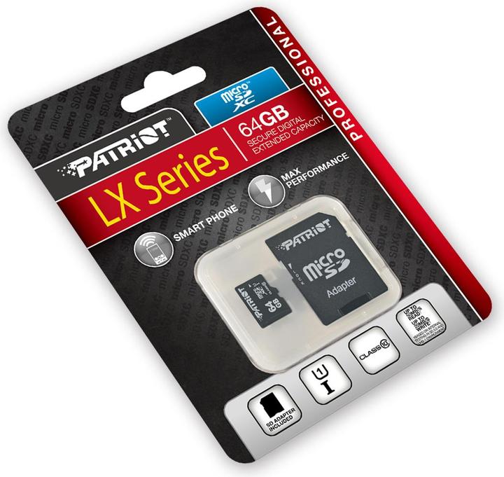 Actual product image Patriot microSDXC memory card class 10 (64 GB, microSDXC)