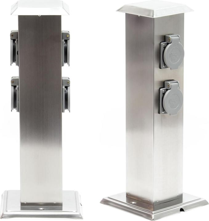 Produktbild Wiltec 4-fach Aussensteckdose Steckdosensäule Edelstahl Outdoor Aussen IP44