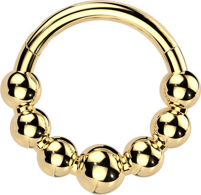 Image du produit Star Piercing Micro anneau segment pliable doré sept boules (Titane G23)