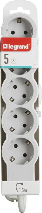 Actual product image Legrand Flat socket strip 5x socket, 1.5 metre cable white-grey 694555 (5 x, CEE 32/3, 1.50 m)
