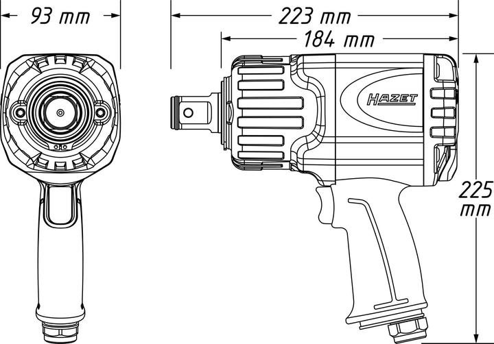 Productafbeelding HAZET Twin Turbo slagmoersleutel, krachtig slagmechanisme met dubbele hamer, 9014TT (Zonder externe stroombron)