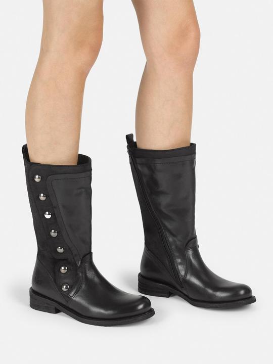 Actual product image Felmini GREDO D896 biker boots made from a mixture of leather and suede in black, with metal buttons and (40)