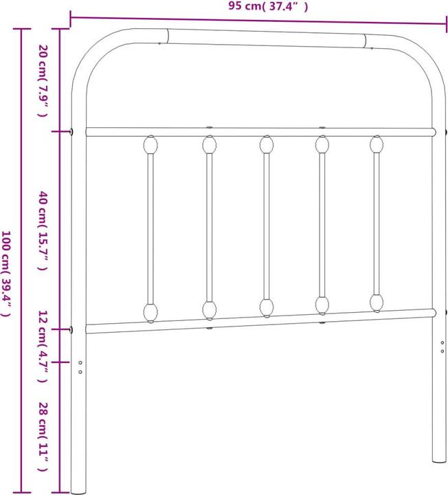 Image du produit VidaXL Kopfteil Metall Weiss 90 cm, Farbe: Weiss, Material (95 x 3 x 100 cm)