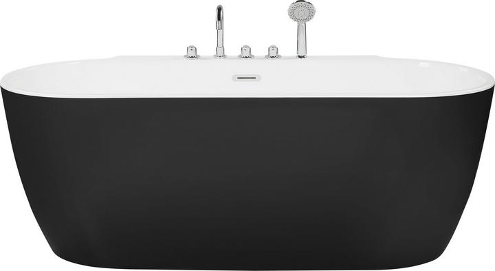 Actual product image Beliani Bathtub freestanding black with tap oval 170 x 80 cm ROTSO (286 l, 170 cm)