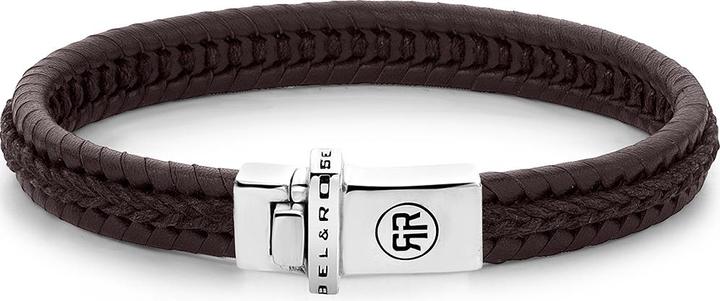 Rebel & Rose Armband Dual Twisted RR-L0137-S-L Herren (19 cm, Piel de becerro, Plata Esterlina 925)