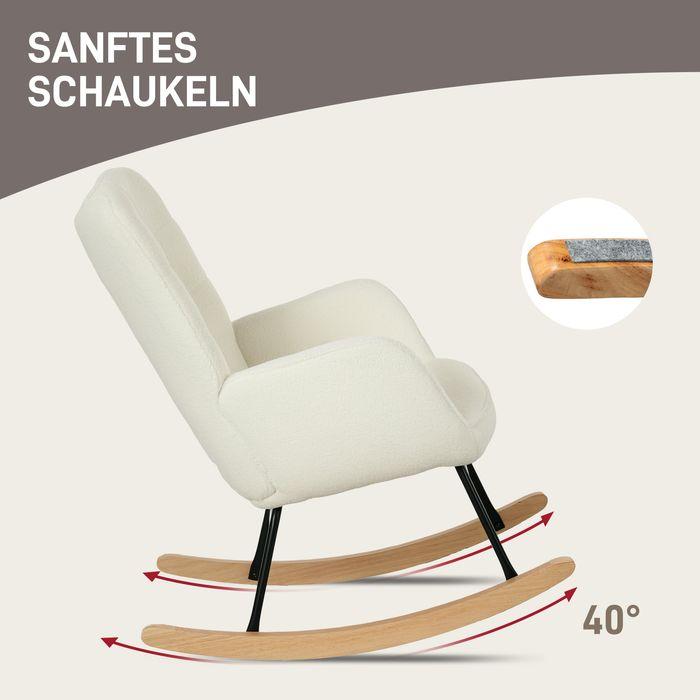 Produktbild Swisshandel24 Schaukelstuhl Sessel Relaxsessel bis 120 kg, Polyester, Weiss 98x71x101cm