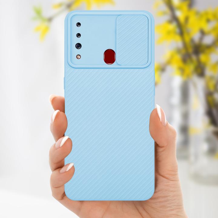 Productafbeelding Cadorabo Hoesje voor Samsung Galaxy A20s in TPU met camerabescherming LM009 Style (Samsung Galaxy A20)