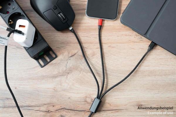 Productafbeelding Python 1,20 m USB 6-in-1 oplaadkabel USB-A en USB-C naar Micro B (1.20 m, USB 3.2 Gen 1)