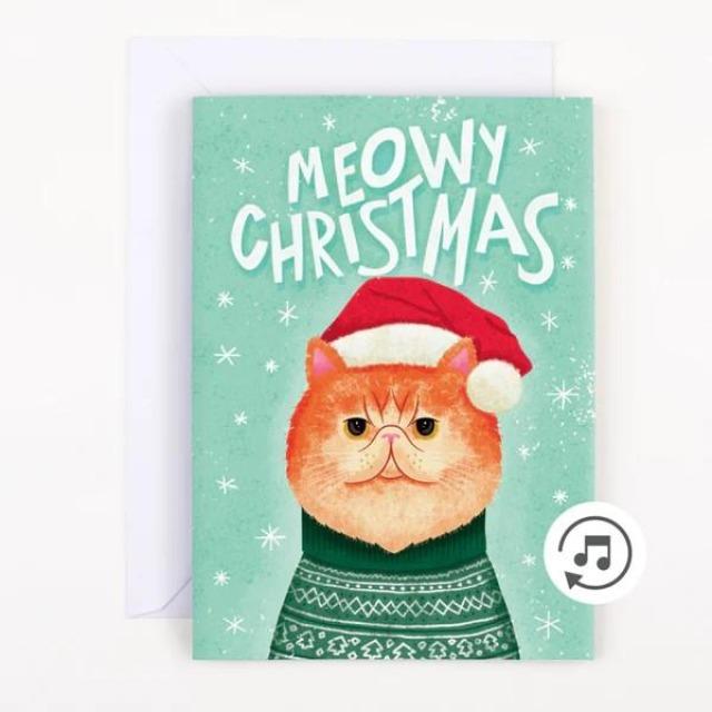 Produktbild Joker Greeting Endlos Meowy Christmas Karte mit Glitzer -