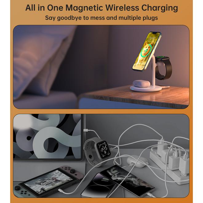 Immagine prodotto Choetech Caricabatterie wireless 3 in 1 da 15W T585 F (15 W)