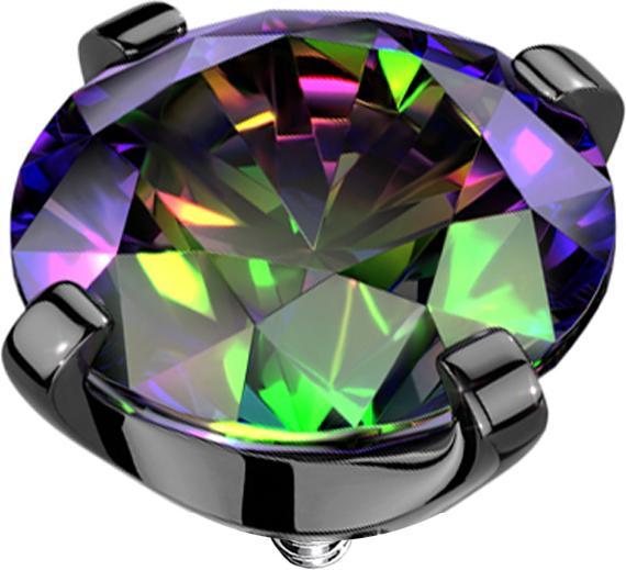 Actual product image Star Piercing Dermal Anchor schwarz Kristall dunkel multicolor gefasst (without brass, Titanium G23)